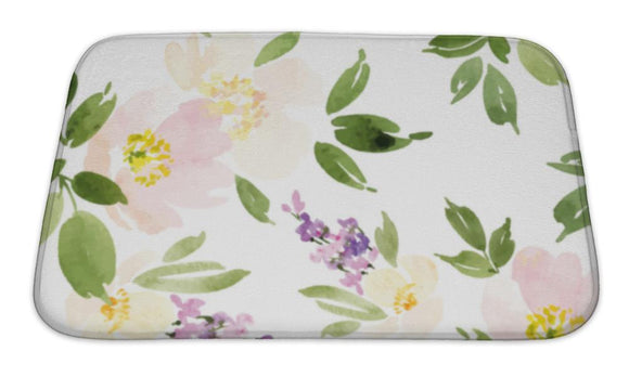 Bath Mat, Watercolor Flower Pattern