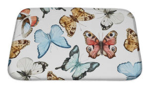 Bath Mat, Watercolor Butterflies Pattern