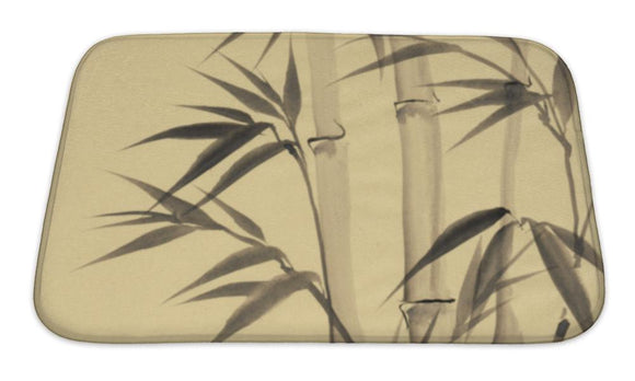 Bath Mat, Watercolor Painting Of Bamboo