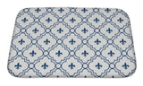 Bath Mat, White And Blue Fleurdelis Pattern D Fabric