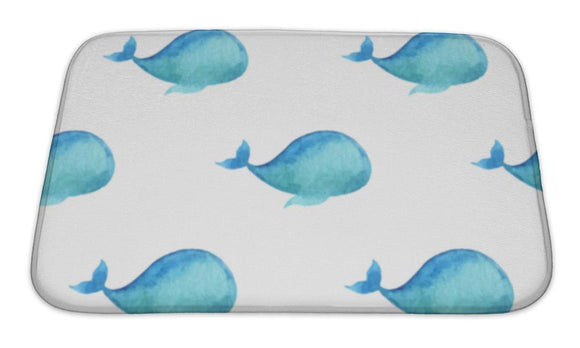 Bath Mat, Watercolour Whale Pattern