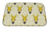 Bath Mat, Yellow Colored Abstract Polygonal Kangaroo Pattern