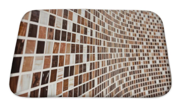 Bath Mat, Wall With Brown Mosaic Pattern