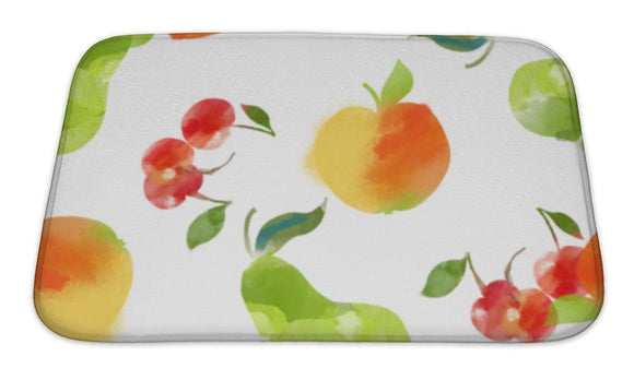 Bath Mat, Watercolor Fruits Pattern