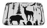 Bath Mat, Woodland Plants And Animals Set