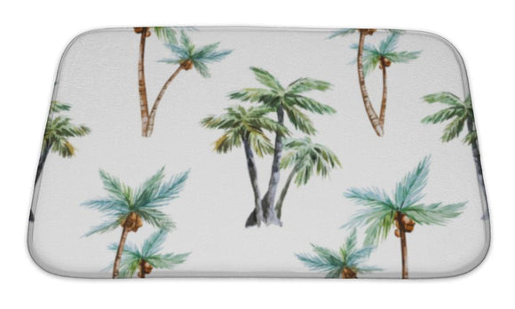 Bath Mat, Watercolor Palm Trees Pattern