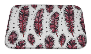 Bath Mat, With Ethnic Feathers And Stars Ethnic Pattern In Native Style Tribal Theme