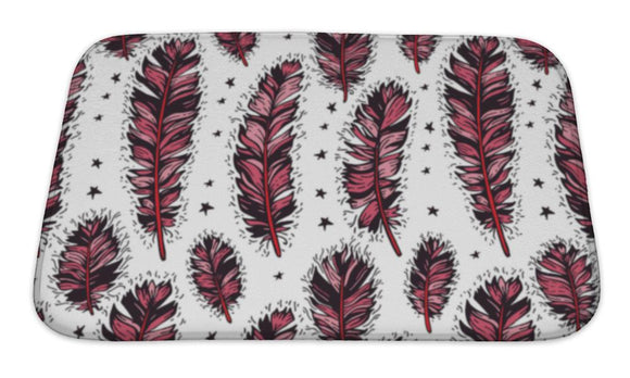 Bath Mat, With Ethnic Feathers And Stars Ethnic Pattern In Native Style Tribal Theme