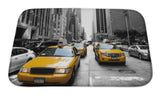 Bath Mat, Yellow Taxi In Black And White New York