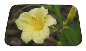 Bath Mat, Yellow Day Lily With Rain Drops