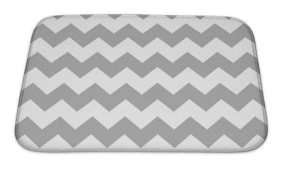 Bath Mat, Tile Pattern With White And Grey Zig Zag