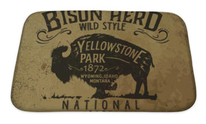 Bath Mat, Vintage Western Buffalo Silhouette Print