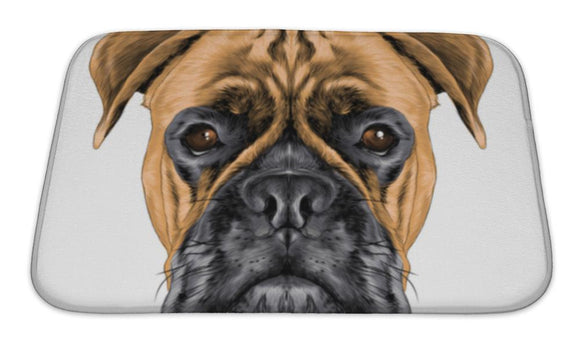 Bath Mat, The Head Of The Dog Breed Boxer Dog Collar C A Sketch Graphics Colored Drawing