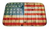 Bath Mat, The Usa Flag Painted On Wooden Pad