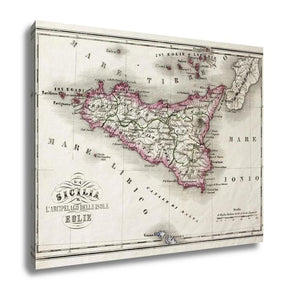 Gallery Wrapped Canvas, Sicily An Other Islands Old Map