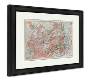 Framed Print, Vintage Map Of Copenhagen At The End Of 19th Century