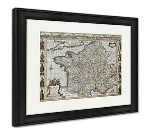 Framed Print, France Old Map