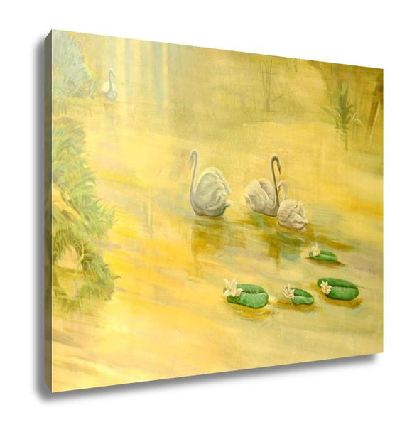 Gallery Wrapped Canvas, Watercolor Swans Hand Painted