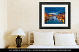 Framed Print, View On Grand Canal At Night Venice Italy