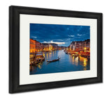 Framed Print, View On Grand Canal At Night Venice Italy