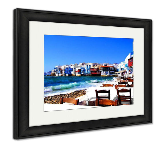 Framed Print, Beautiful Mykonos Greece