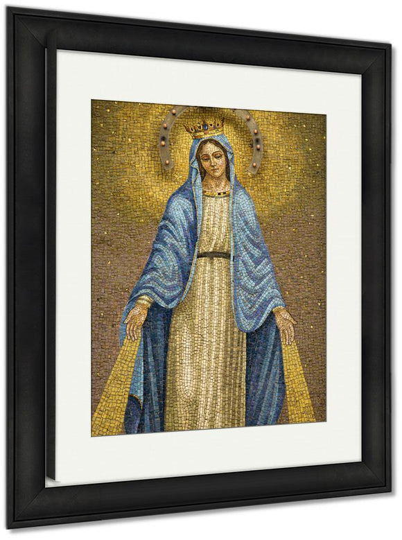 Framed Print, Mosaic Of The Virgin Mary Wearing A Crown