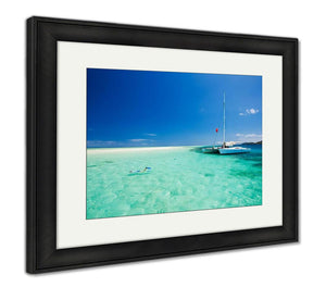 Framed Print, Snorkeling In Shallow Tropical Water Off The Catamaran