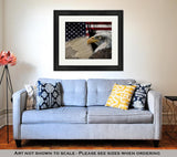 Framed Print, American Flag And Monuments