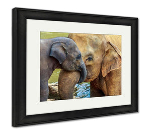 Framed Print, Elephant And Baby Elephant