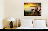 Gallery Wrapped Canvas, Elephant On Savanna Landscape And Mount Kilimanjaro At Sunset