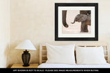 Framed Print, African Elephant Baby And Mom