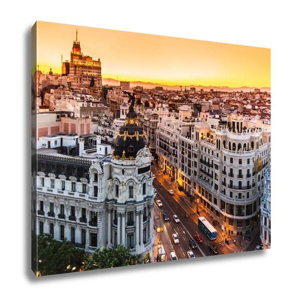 Gallery Wrapped Canvas, Panoramic View Of Gran Vimadrid Spain