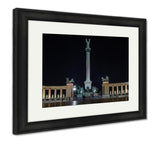 Framed Print, Night View At Heroes Square In Budapest