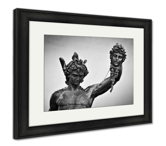 Framed Print, Ancient Style Sculpture Of Perseus With The Head Of MedUSA In Loggia Dei Lanzi