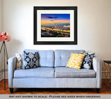 Framed Print, Scenic View Of Florence After Sunset From Piazzale Michelangelo