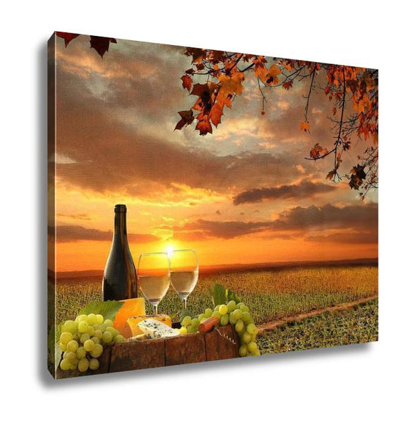 Gallery Wrapped Canvas, White Wine Barrel Vineyard Chianti Tuscany Italy