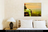 Gallery Wrapped Canvas, Red Wine With Barrel On Vineyard In Green Tuscany Italy