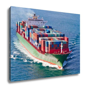 Gallery Wrapped Canvas, Container Ship In Bosphorus Strait Istanbul City