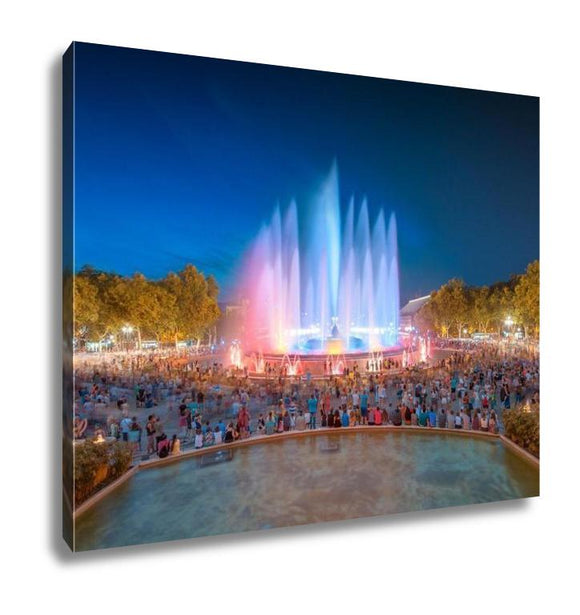 Gallery Wrapped Canvas, Night View Of Magic Fountain In Barcelona