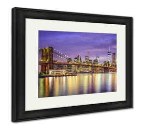 Framed Print, New York New York Uscity Skyline Brooklyn Bridge Manhattan