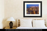 Framed Print, Chicago Downtown Skyline At Night Illinois