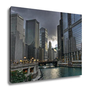 Gallery Wrapped Canvas, View Of Chicago River In Chicago Il