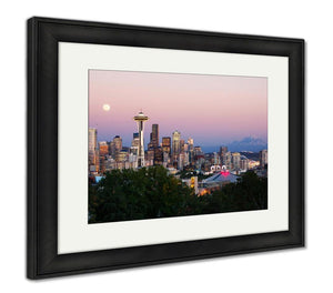 Framed Print, Seattle Skyline At Dusk