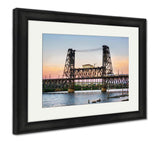 Framed Print, Steel Bridge At Dusk