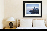 Framed Print, Light Cape Elizabeth Marks Entrance Shipping Channel For