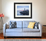 Framed Print, Light Cape Elizabeth Marks Entrance Shipping Channel For