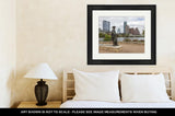 Framed Print, Status Of Stevie Ray Vaughan And Downtown Austin Texas