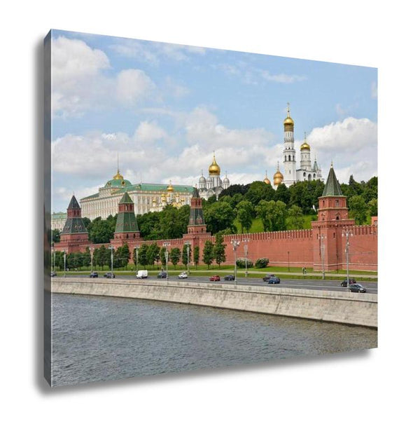 Gallery Wrapped Canvas, Kremlin Embankment Moscow View Moscow Kremlin From Moscow River