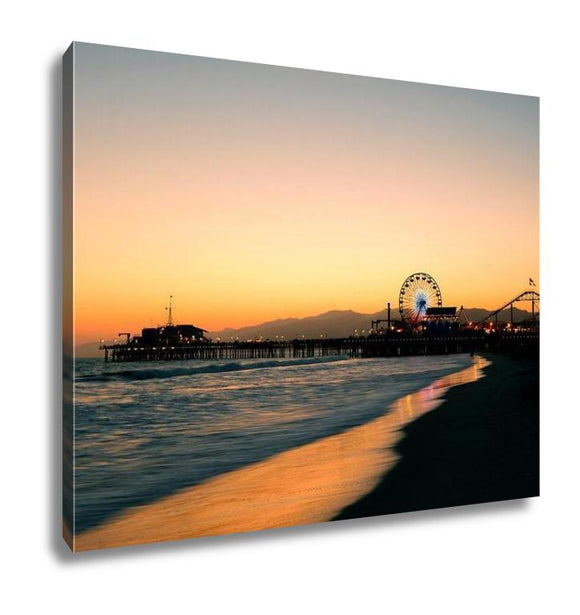 Gallery Wrapped Canvas, Santmonicpier On Beach In Los Angeles