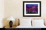 Framed Print, Downtown La Night Los Angeles Sunset Colorful Skyline California